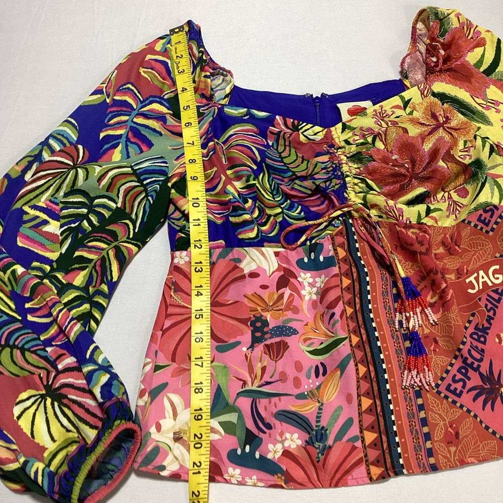 FARM Rio Multicolor Tropical Floral Long-Sleeve Blouse - Picture 11 of 13